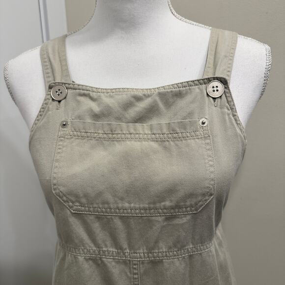 Sag Harbor Vintage 90s Khaki Overall Midi Teacher Dress Jumper Pinafore Cottage - Picture 4 of 10